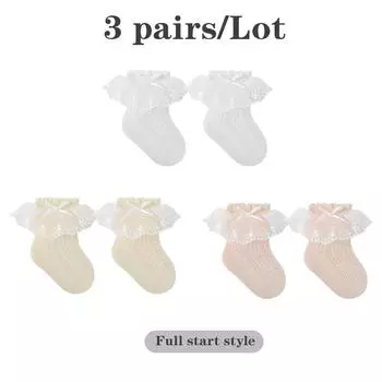 3 pairs/Lot Summer Baby Girl Socks Thin Mesh Bow Princess Lace Kids Socks Mid Tube Socks Newborn Socks For Girls M(1-3Y)