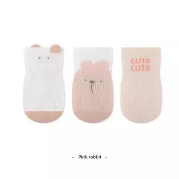 3 Pairs Mesh Baby Anti-Slip Socks Summer Non-Slip Baby Socks Cute Cartoon Anti-Slip Socks For Children S(0-1Y)