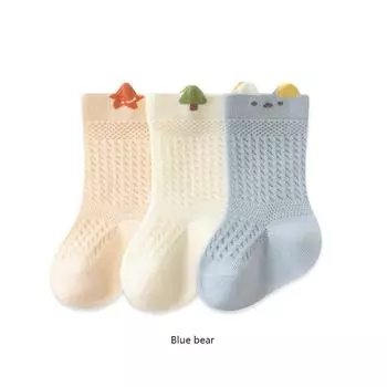 3 Pairs Newborn Socks Mesh Cute Cartoon Baby Socks Summer Cool Kids Socks Cotton Soft Socks For Baby Accessories Newborn L(3-5Y)