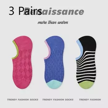 3 Pairs of Women s Summer Thin Stripe Breathable Non Slip Shallow Mouth Invisible Socks 3 pairs