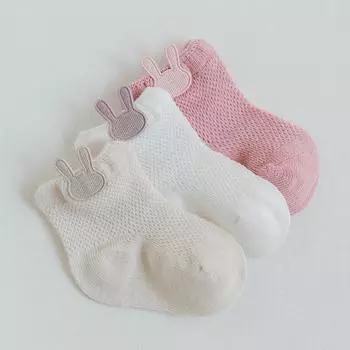 3 Pairs/Pack Summer Baby Socks Combed Cotton Boneless Cartoon Mesh Baby Socks Thin Soft Children S Socks For Boys And Girls XS(0-6m)
