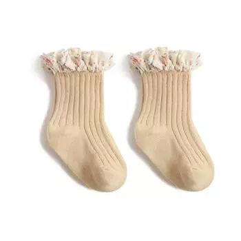 3 Pairs Ruffle Kids Knee High Socks Baby Girls Toddlers Long Soft Cotton Sock Lace Flower Children newborn Socks For 0-5 Years S 0-1 Years