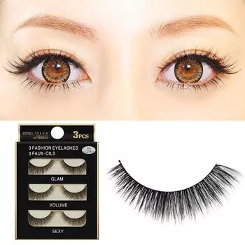 3 пары 3D длинных накладных ресниц для макияжа, натуральных накладных толстых черных ресниц чёрный