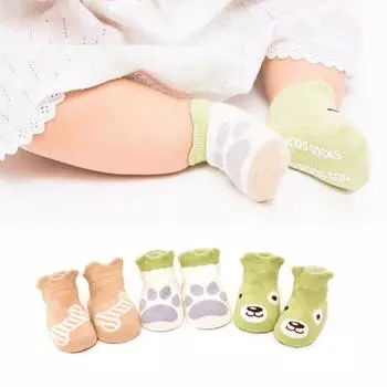 3 пары детских носков с героями мультфильмов, мягкие хлопковые противоскользящие носки для новорожденных с резиновой подошвой style3