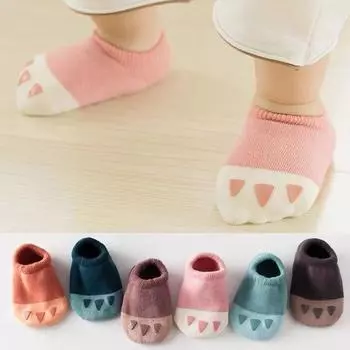 3 пары детских носков с рисунком кошачьих когтей, с клеевым узором, мягкие нескользящие носки для мальчиков и девочек, милые носки для новорожденных от 0 до 3 лет S(0-1Y)