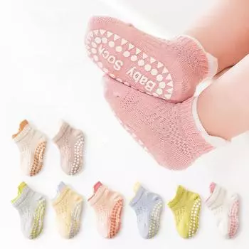 3 пары детских противоскользящих носков для новорожденных, сетчатые хлопковые носки для младенцев, тонкие детские аксессуары, короткие носки без костей для девочек и мальчиков 0-1Y