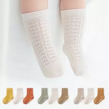 3 пары детских противоскользящих носков для новорожденных, хлопковые носки для младенцев 0-5 лет, полосатые носки для девочек и мальчиков 0-1Y