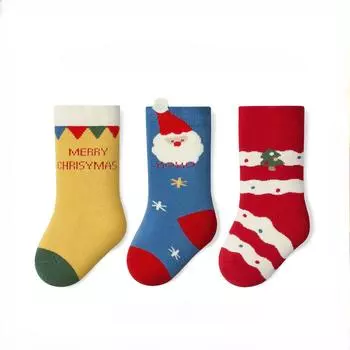 3 пары детских рождественских зимних ультра толстых махровых носков Elements Soft And Delicate High Elastic Stitch Socks Cool 0-5Years 0-1 year(7-11 cm)