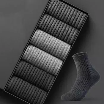 3 пары дышащих и не пропускающих запахи мужских носков средней длины на осень и зиму. Модные и универсальные мужские носки, размер 34-43 one size