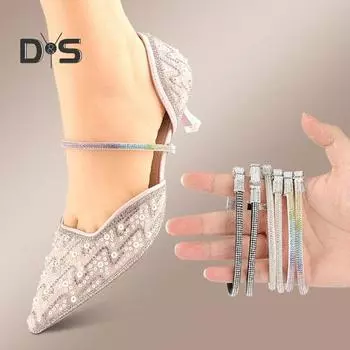 3 пары фиксированных шнурков многоразового использования из искусственной кожи, сверкающие стразы, эластичные шнурки, сандалии на высоком каблуке, ремешки A