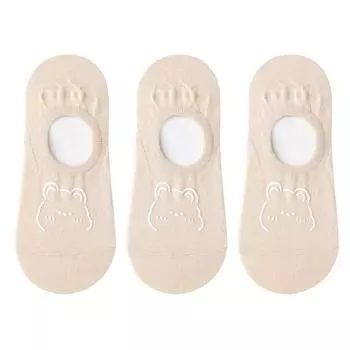 3 пары хлопковых носков-лодочек с милым мультяшным медведем, забавные мягкие дышащие женские летние короткие нескользящие невидимые носки EUR 35-39