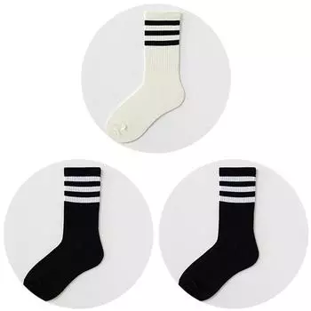 3 пары хлопковых женских носков в полоску однотонные повседневные дышащие хип-хоп скейтборд модные женские черные белые носки средней длины EUR35-40(US 5-8)