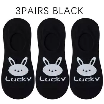 3 пары Каваи Мода Милые Кролик Невидимые Носки для Женщин - 8 Цветов Тонкие Хлопковые Носки-Невидимки Без Запаха Нескользящие для Повседневной Носки EU34-39 US4.5-9