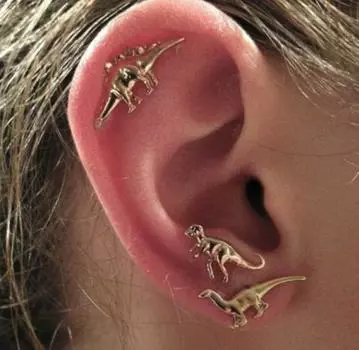 3 пары/компл. металлические серьги-гвоздики в стиле бохо с изображением динозавра в стиле рок, набор серег с несколькими гвоздиками золотой