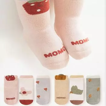 3 пары/компл. теплые детские носки, хлопковые нескользящие носки для новорожденных мальчиков и девочек, милые весенне-осенние детские забавные носки с героями мультфильмов 0-1Y