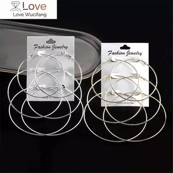 3 пары / комплект, большие серьги-кольца для женщин, преувеличенные, сексуальные, гладкие, большие, круглые серьги, креольские, Aros Mujer Oreja, подарок на вечеринку