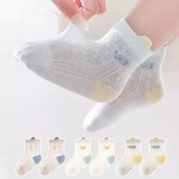 3 пары/комплект детские сетчатые тонкие носки дышащие детские носки комфорт 0-5 лет дети малыши хлопковые носки с рисунком лето S(0-6m)