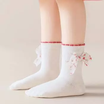 3 пары/комплект детских носков для девочек, милые кружевные носки с бантом и оборками, носки с полосатым принтом, дышащие носки, осень-весна M красный