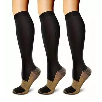 3 пары компрессионных носков для мужчин и женщин, для бега, фитнеса, велосипеда, коричневые спортивные носки, носки для беременных, при варикозном расширении вен, диабете S M EUR 35-39