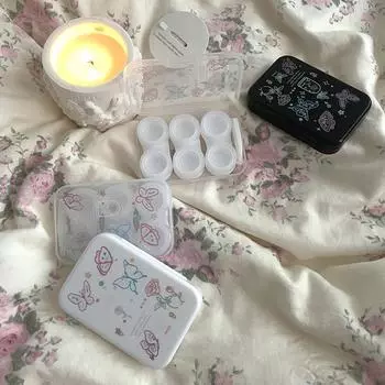 3 пары контактных линз Sweet Butterfly, футляр для хранения контактных линз, портативный футляр для девочек, дорожный набор для зрачков чёрный