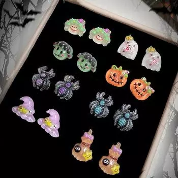 3 пары креативных крошечных сережек-гвоздиков в стиле Хэллоуина для женщин и девочек, милые индивидуальные забавные серьги, аксессуары, подарки