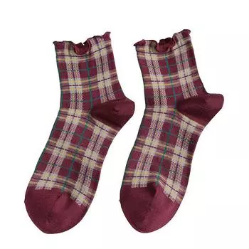 3 пары/лот Летние короткие носки Женские с бахромой Девочки Студенческий стиль Ретро Женственный стиль Хлопок JP Молодая леди Клетка Рюши One Size