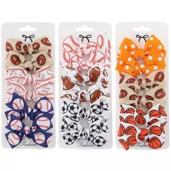 3 пары/лот, набор заколок для волос с бантиком для девочек, заколки для волос с принтом для баскетбола и футбола для девочек, аксессуары для волос для творчества, спортивных встреч