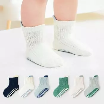3 пары/лот, противоскользящие детские носки для девочек и мальчиков, носки для новорожденных, хлопковые однотонные детские носки-полы, белые, для детей 0-5 лет 0-1Y