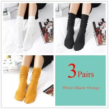 3 пары/лот японские корейские школьные носки для девочек, свободные однотонные двойные спицы, хлопковые длинные носки для женщин
