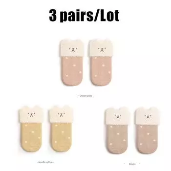 3 пары/лот Толстые детские носки средней длины для зимы Теплые носки средней длины для новорожденных Мультяшные носки с собачками для мальчиков и девочек XS(0-6M)