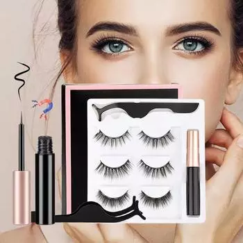 3 пары магнитных ресниц, водостойкая стойкая магнитная жидкая подводка для глаз, набор 3D магнитных ресниц-ресничок из норки 001