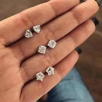 3 пары милых звездочек с квадратными персиковыми сердечками, серьги-гвоздики для девочек, серьги для покупок и путешествий