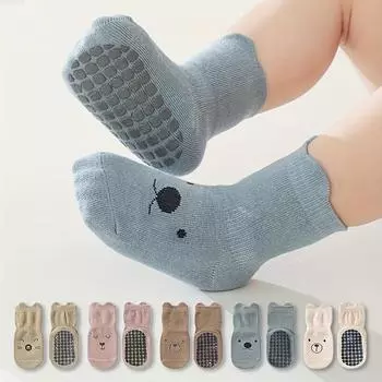 3 пары мягких, дышащих, нескользящих детских носков с ручками - Anti-Slip Crew для младенцев, малышей, мальчиков и девочек - Comf 0-1Y коричневый