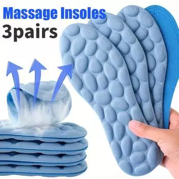 3 пары мягких массажных стелек с эффектом памяти для спортивных кроссовок, дышащие стельки, ортопедические стельки для ног для женщин и мужчин, индивидуальный пошив 35-36 синий