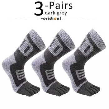 3 пары мужских махровых носков, спортивные, толстые, хлопковые, компрессионные, для фитнеса, баскетбола, пешего туризма, велоспорта, носки с 5 пальцами EU39-44