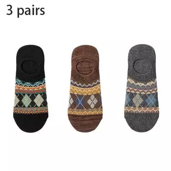 3 пары мужских невидимых носков, нескользящие, с силиконовым покрытием, хлопковые носки до щиколотки для спорта, повседневные, всесезонные, носки-лодочки EU 39-45