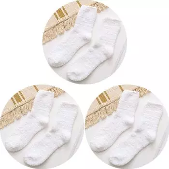 3 пары мужских полуфлисовых носков, зимние термоноски из кораллового флиса, однотонные, теплые, утолщенные, мягкие, средней длины, для сна, для женщин (EUR 38-44(US 6-12)