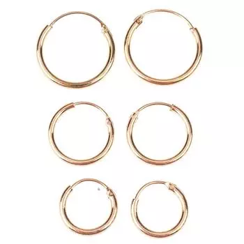 3 пары/набор женских простых круглых маленьких сережек-гвоздиков для ушей золотой