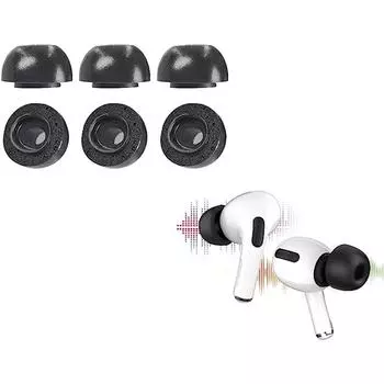 3 пары насадок из пены с эффектом памяти для Airpods Pro и Airpods Pro 2-го поколения, аксессуары для наушников, сменные насадки для ушей (С, М, Л) чёрный