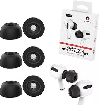 3 пары насадок из пены с эффектом памяти в коробке для наушников Airpods Pro и Airpods Pro 2-го поколения, аксессуары, сменные насадки (С, М, Л) чёрный