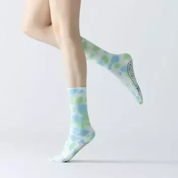 3 пары нескользящих женских носков для танцев в помещении с цветным градиентом, носки средней длины с захватом хаки