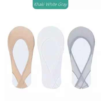 3 пары невидимых хлопковых носков-лодочек, женские летние носки Ice Silk с коротким носком для обуви на высоком каблуке, нескользящие силиконовые носки One Size