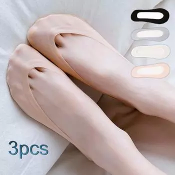 3 пары невидимых носков на высоком каблуке с низким вырезом, желтовато-желтые, однотонные, высокоэластичные, противоскользящие, силиконовые, впитывающие пот, противоусадочные, короткие носки-лодочки