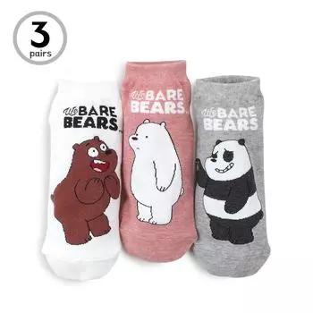 (3 пары) Носки We Bare Bears для женщин и детей, модные забавные милые милые забавные животные AC46 Women Shoe US 5 ~ 7.5
