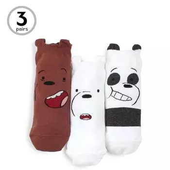 (3 пары) носки We Bare Bears для женщин и детей, модные забавные милые забавные милые носки с мультяшными животными AC79 Women Shoe US 5 ~ 7.5