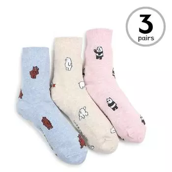 (3 пары) Носки We Bare Bears официально Crew WE46 23 cm -26 cm