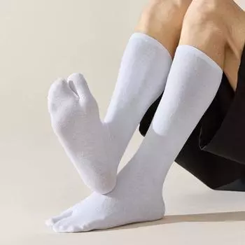 3 пары носков Business Toe Separator Socks, носки длиной до середины голени с раздельным носком, модные короткие носки для бега белый/чёрный