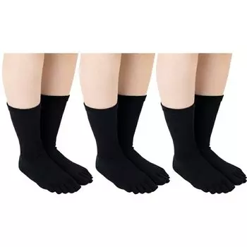 3 пары носков Crew 5 Toe Socks S Swelling Nurse 5 Сделано в Японии [Lasante] Носки, компрессионные, длинные, [10353] (22-24см), Черный, Подтягивающий, Рельеф,