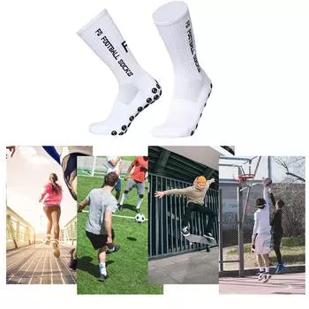 3 пары носков для бега на открытом воздухе, эластичные носки, спортивные носки для футбола, противоскользящие носки чёрный/белый