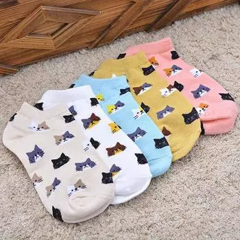 3 пары новых мультяшных милых кошачьих мордочек, тонкие секции, невидимые мелкие носки, женские хлопковые носки, короткие носки, весна-лето, Meias